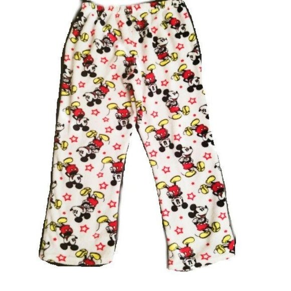 Disney Kids Mickey Mouse Plush Fleece Pajama Pants Loungewear Bottoms Sz Medium - Picture 2 of 9